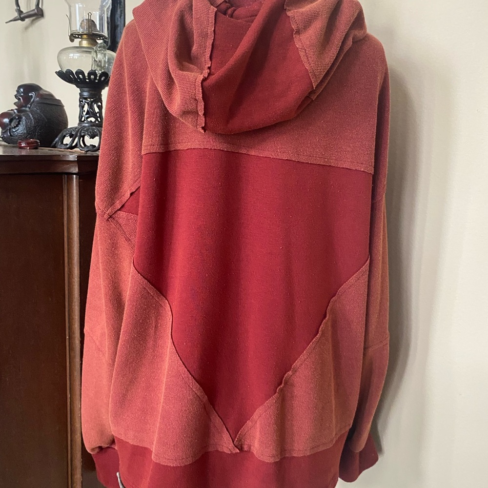 Pol Oversized Maroon Plaid Patchwork Distressed H… - image 3